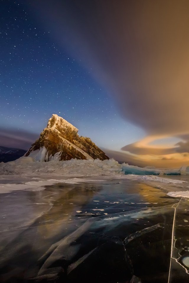байкал зима ночь фото