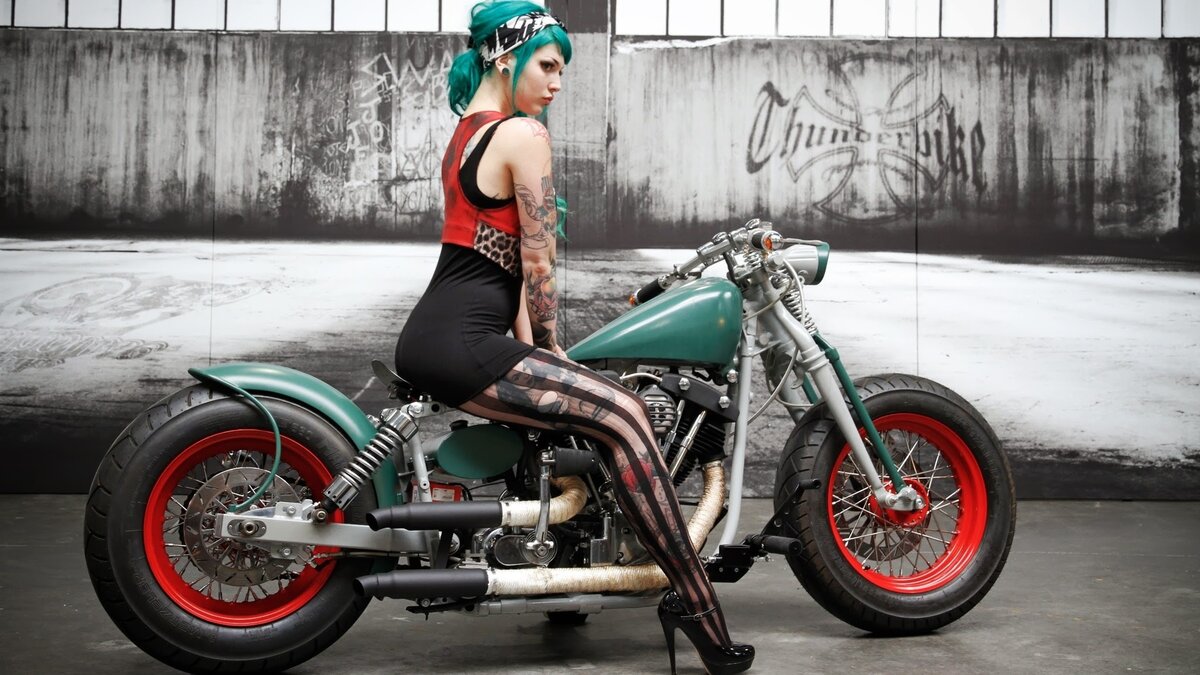 custom chopper motorcycles and girls фото