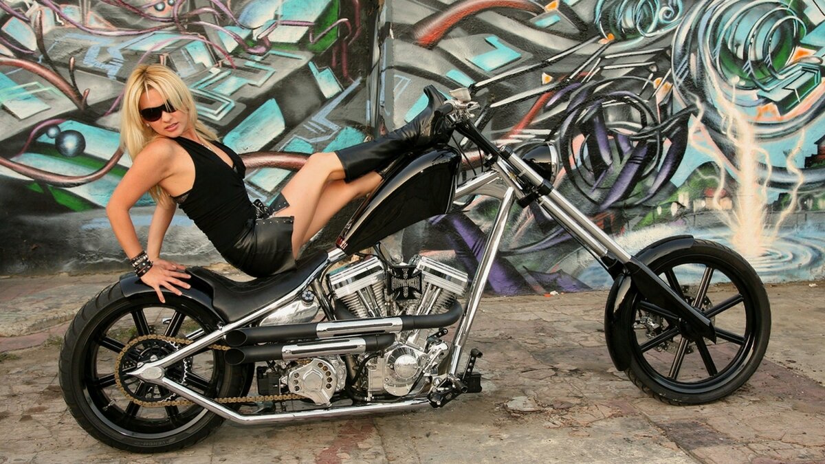 custom chopper motorcycles and girls фото