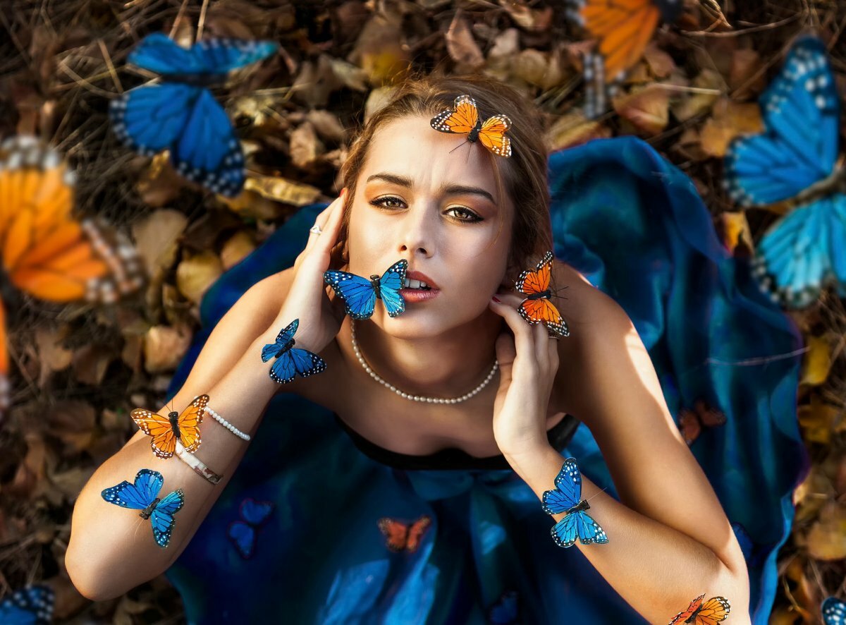 девушка бабочки фотосессия фото