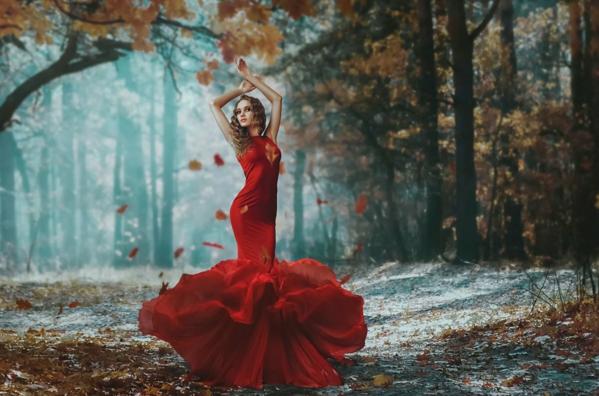 девушка в красном платье фотосессия фото