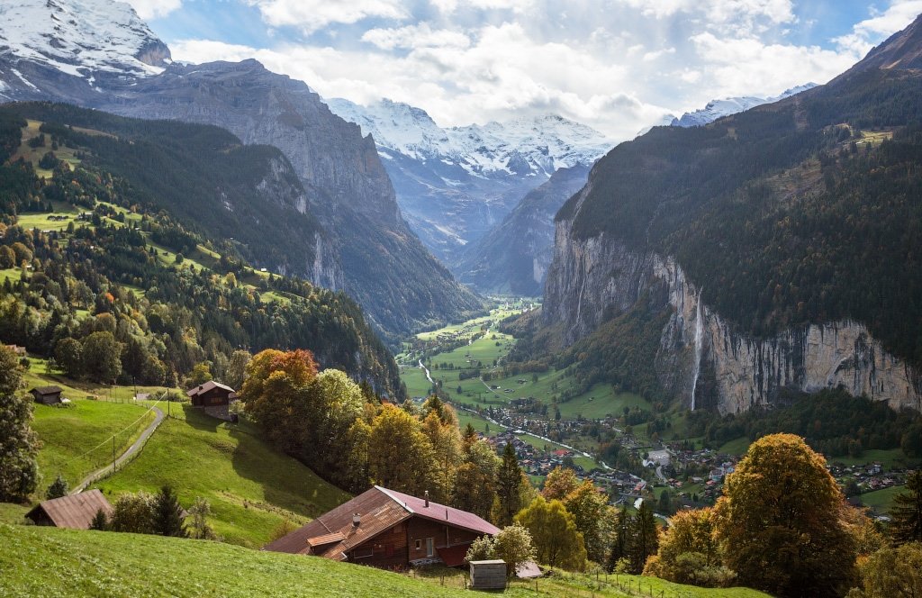 долина лаутербруннен (lauterbrunnen valley), швейцария фото