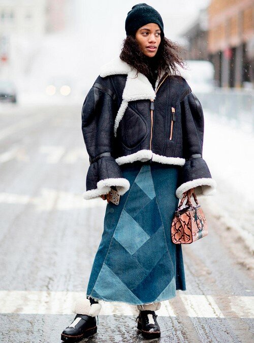 дубленка street style 2018 фото