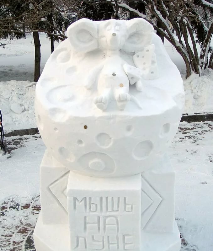 фигуры из снега мышь фото