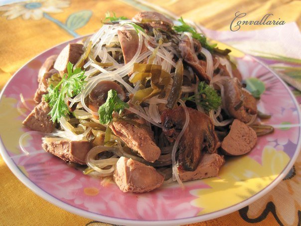 фунчоза с печенью куриной фото