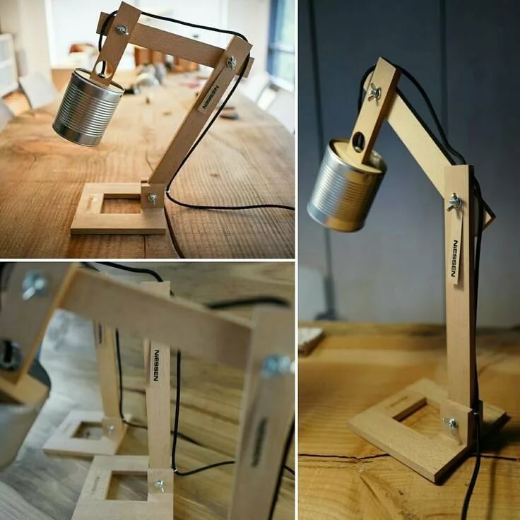 hand made desk lamp wood фото