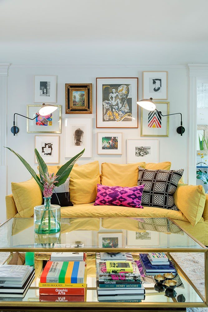 home decor living room yellow pillows фото