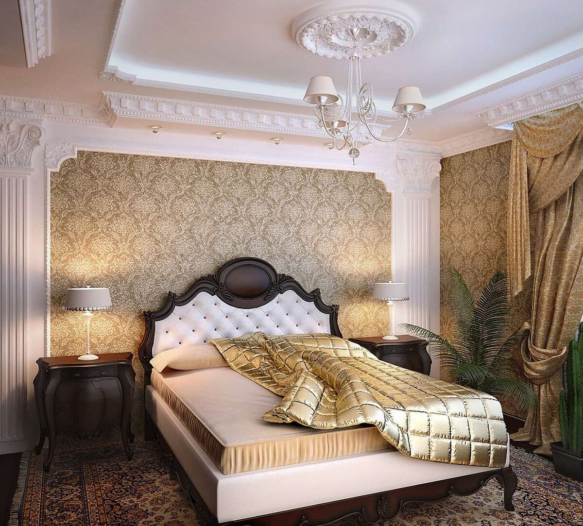 интерьер спальни в классическом стиле фото