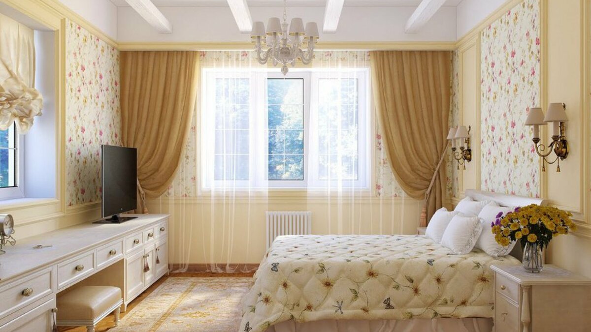 интерьер спальни в стиле кантри фото