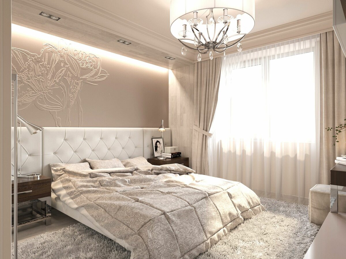 интерьер спальни в светлых тонах 2019 фото