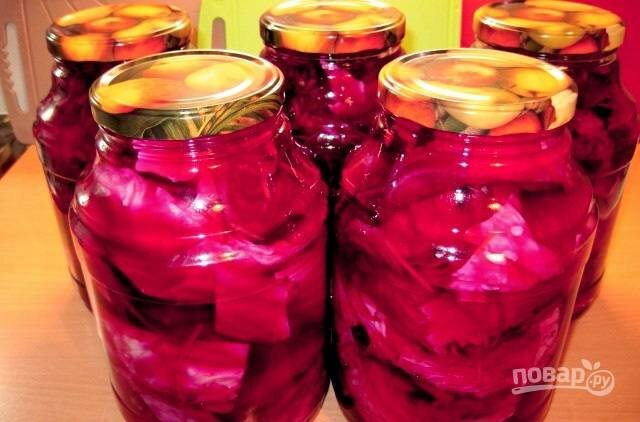 капуста со свеклой под железные крышки фото