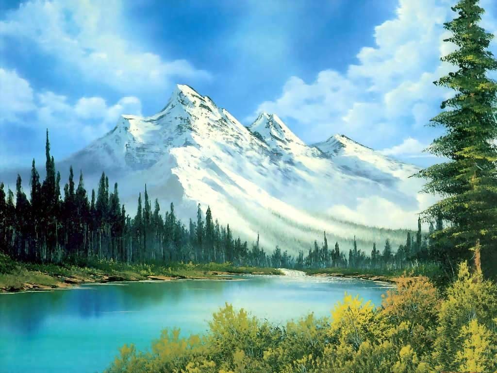 картина лес горы фото