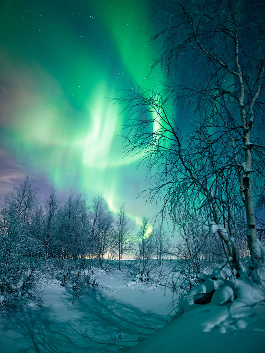 картинки зима северное сияние фото