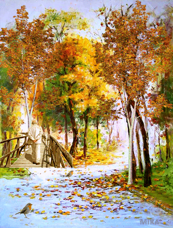 картины акварель осенний парк фото