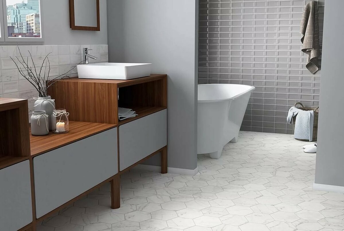 керамическая плитка equipe 23101 carrara hexagon matt 17,5х20 фото
