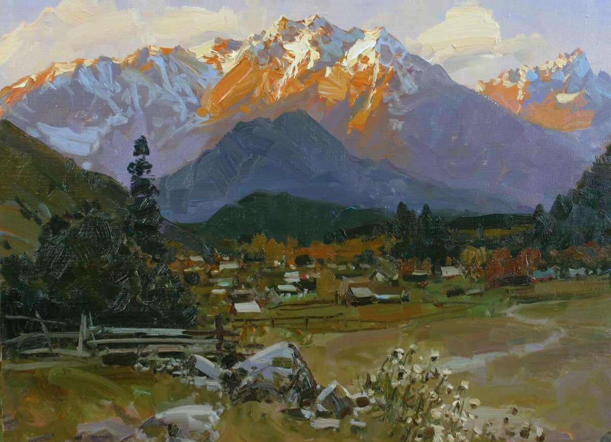 художник александр бабич. горы маслом фото