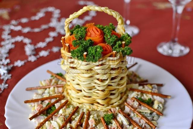 корзинка из сыра косичка для салата фото