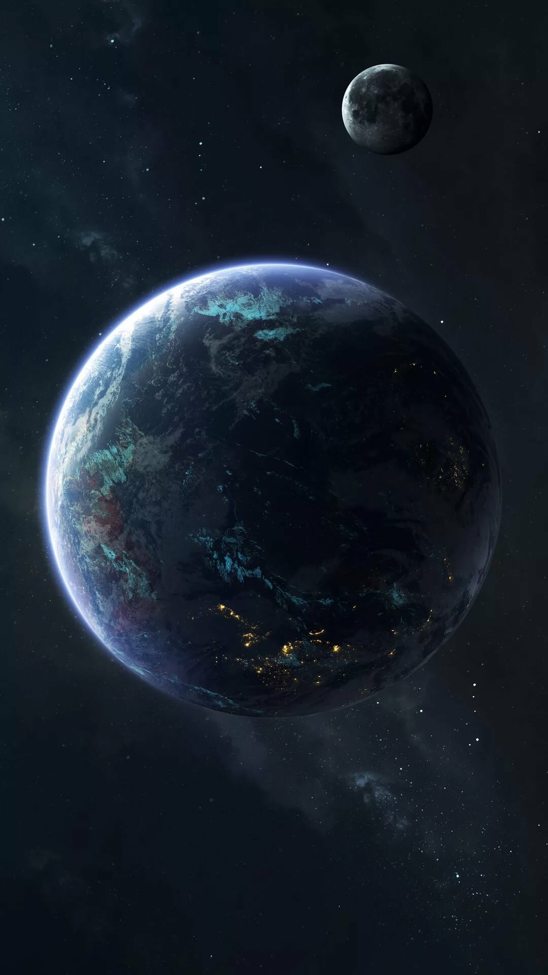 космос и луна вертикальные обои фото