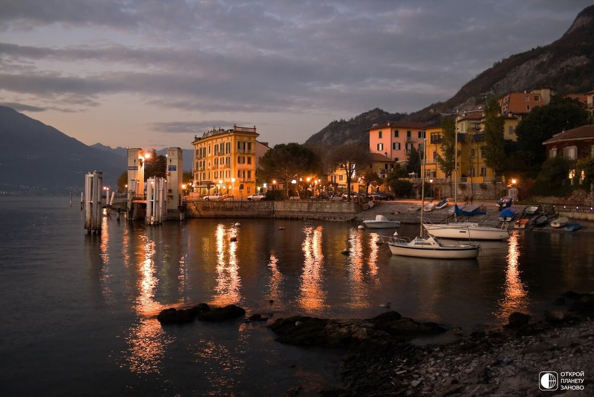 lake como italy sunset фото