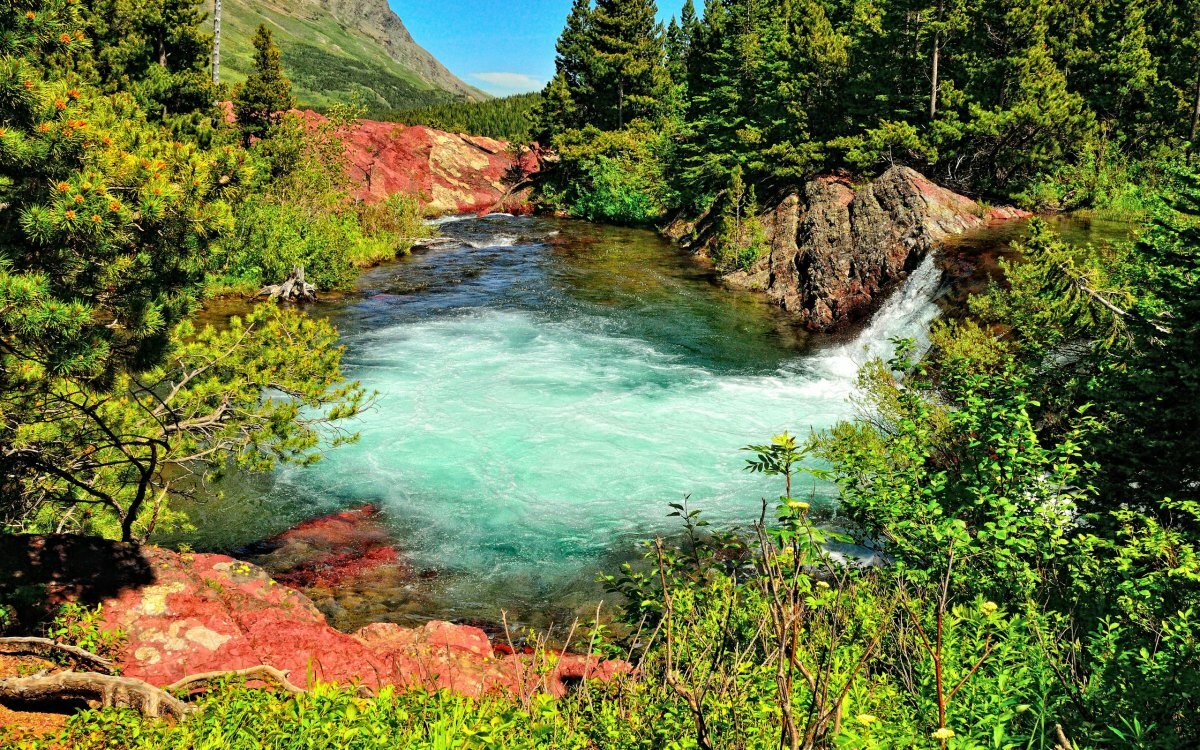 лес горы озеро водопад фото