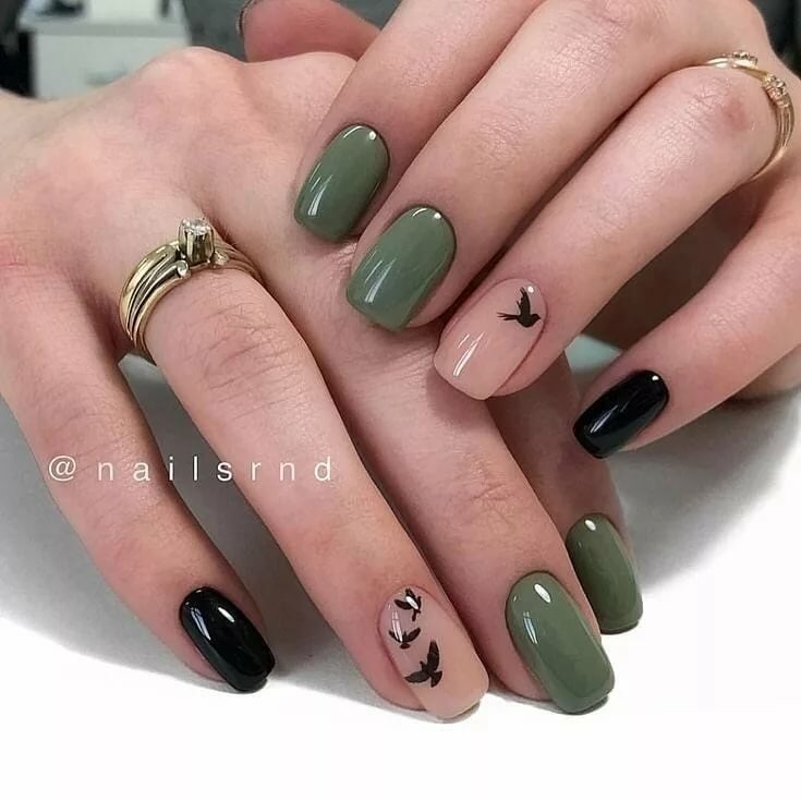 маникюр болотного цвета фото