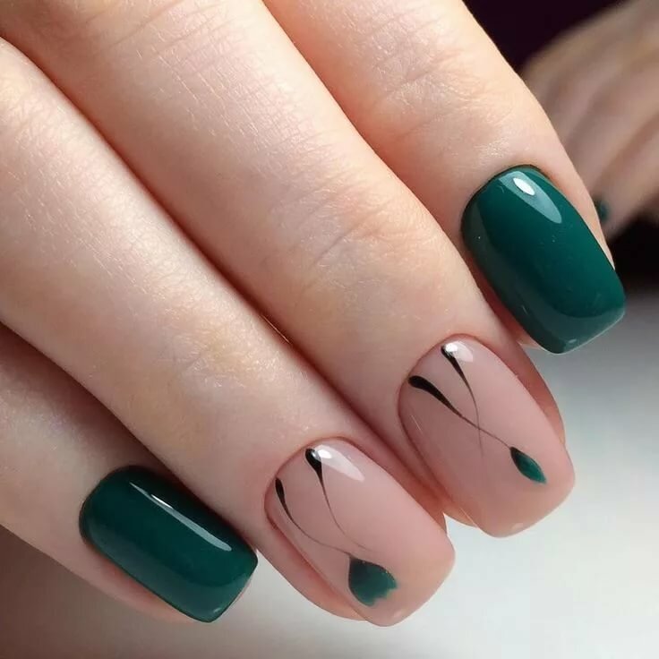 маникюр на короткие ногти зеленого цвета фото