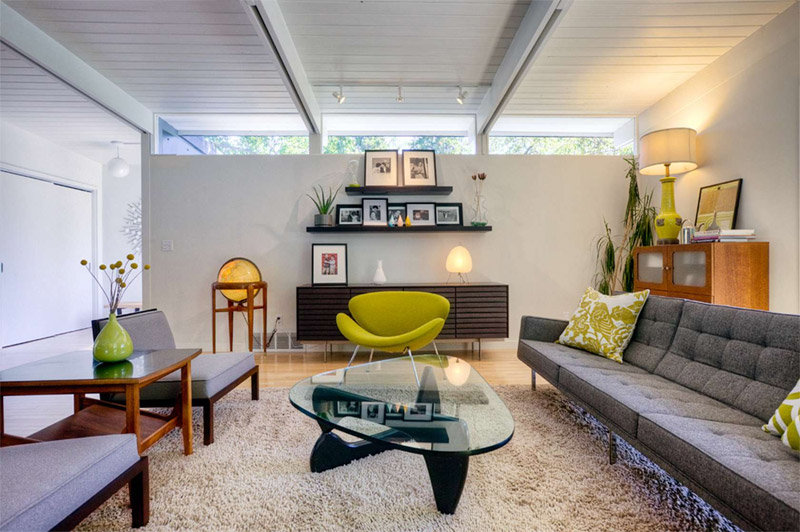 mid century стиль в интерьере фото