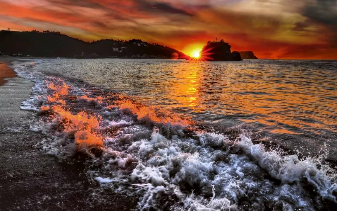 море закат волны фото