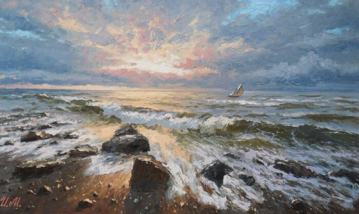 морской пейзаж маслом фото