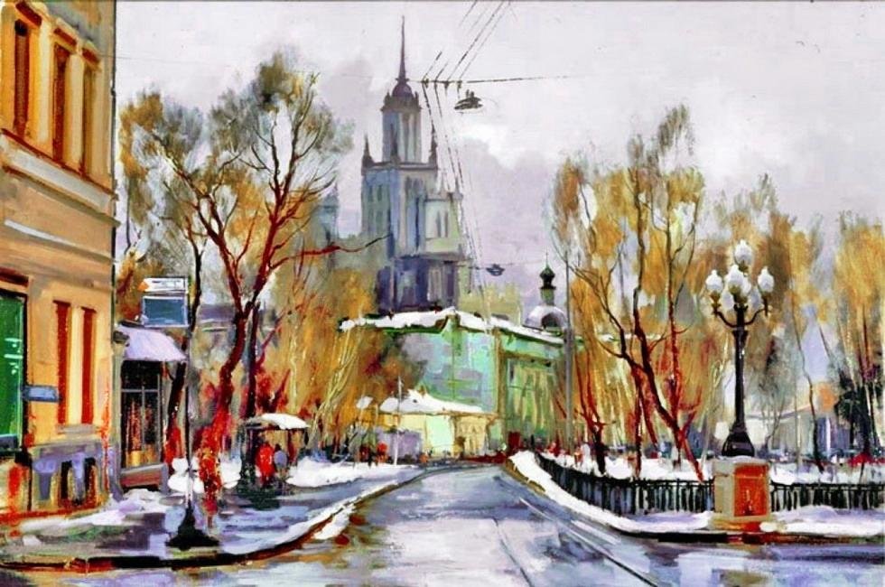 москва городской пейзаж рисунок фото