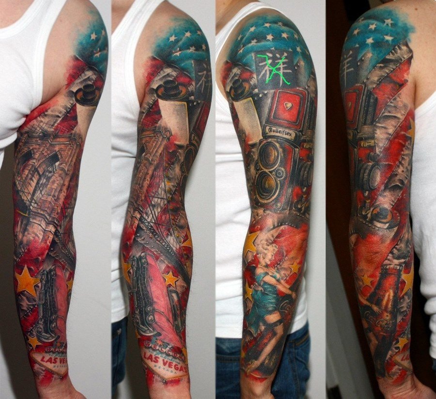new school tattoo рукава фото