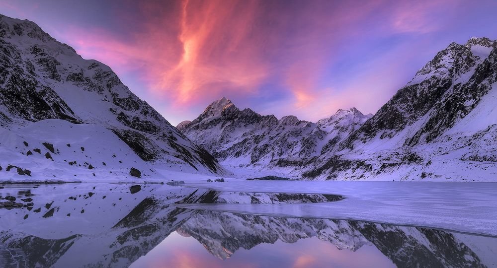 новая зеландия снег в горах фото