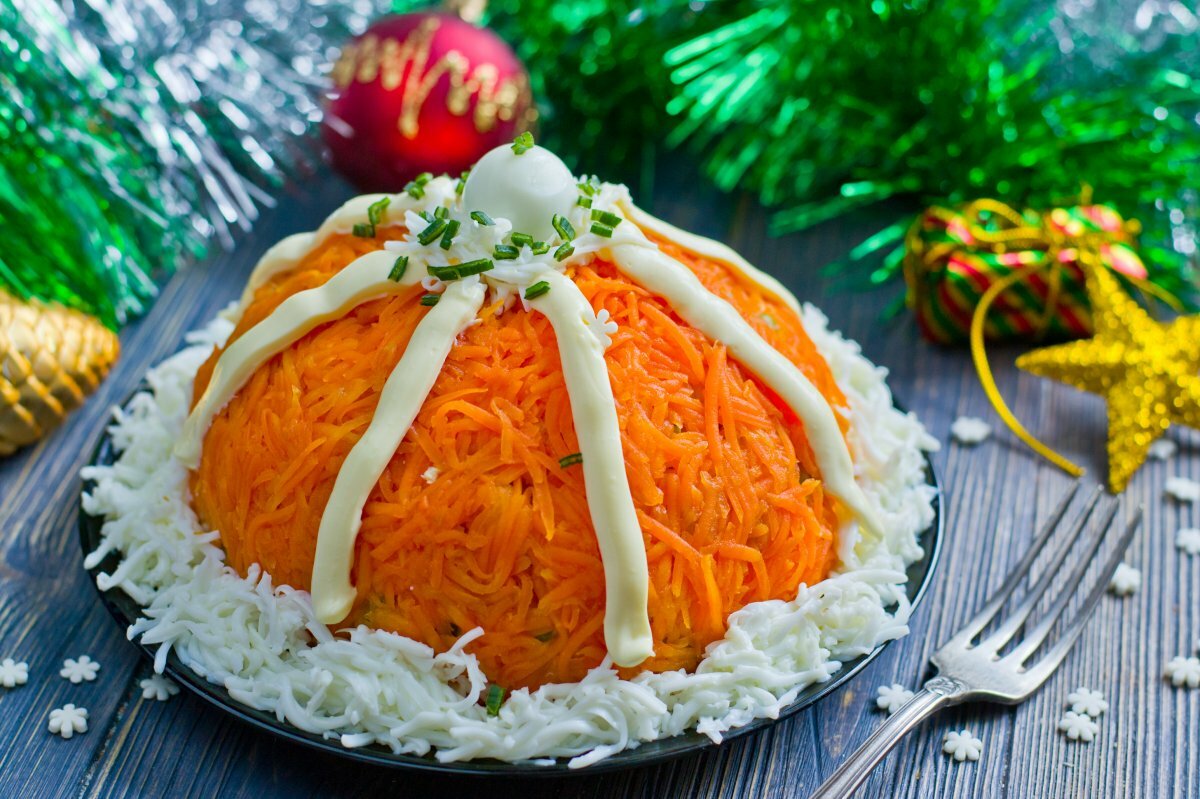 новогодние салаты шапка деда мороза фото