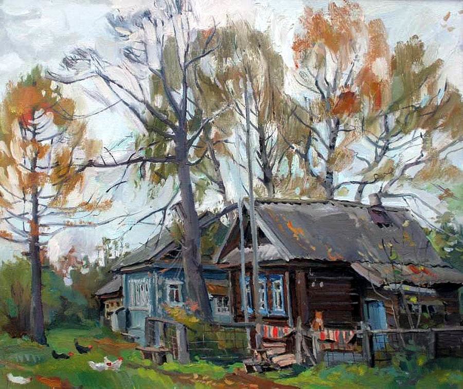 осень в деревне живопись фото