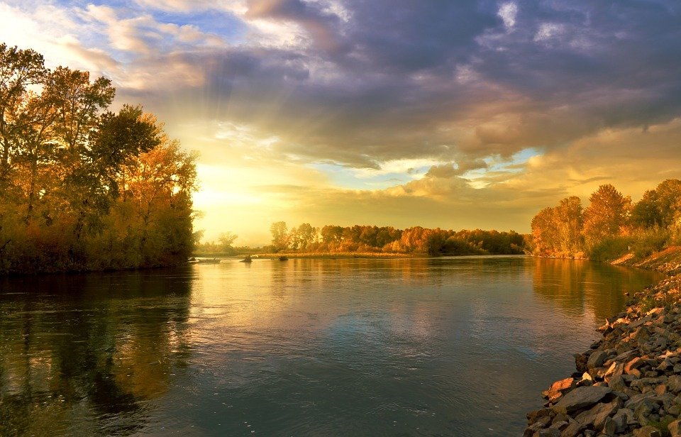 осень вода солнце пейзаж фото