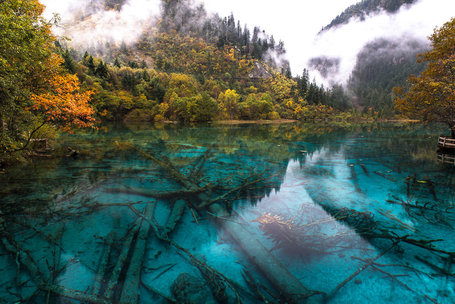 озеро пяти цветков, цзючжайгоу, китай фото