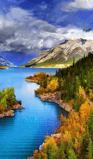 пейзаж горы лес река фото