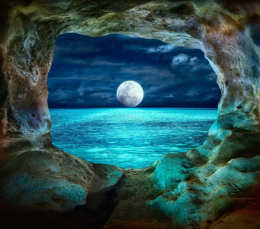 пейзаж луна море фото