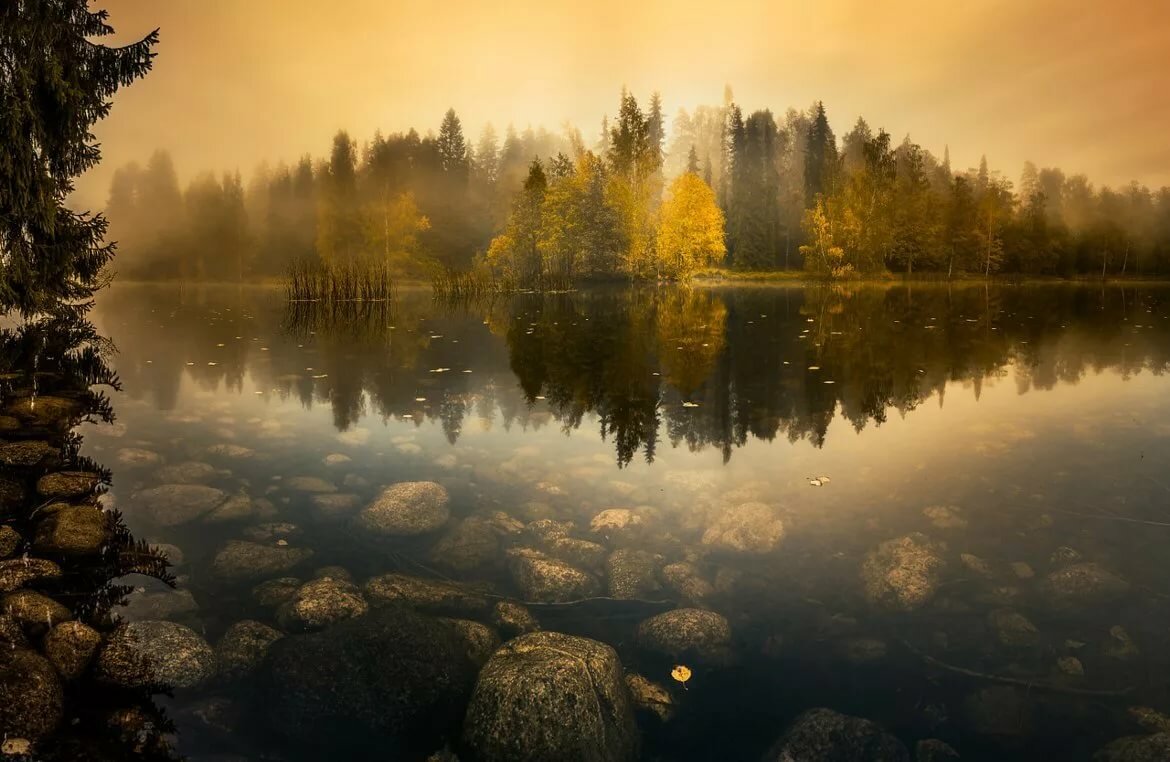 пейзаж с отражением в воде фото