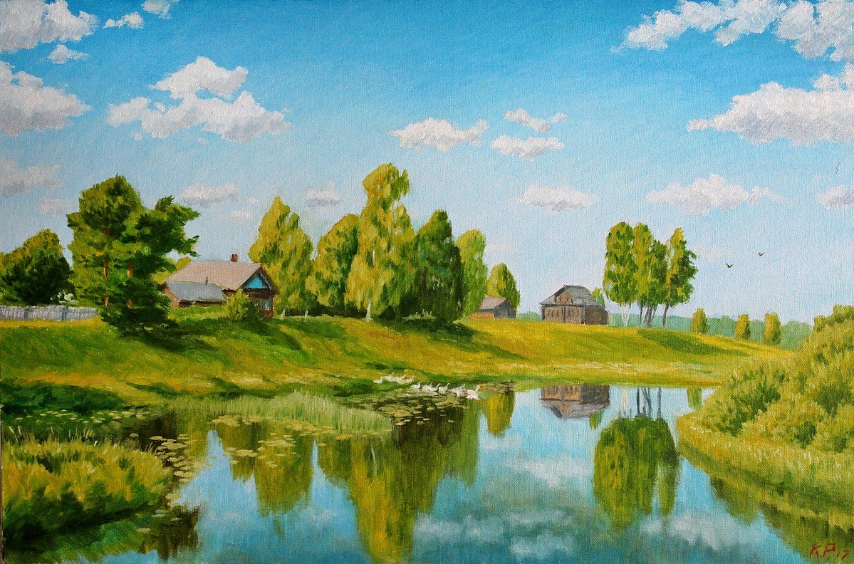пейзаж с речкой деревенский фото