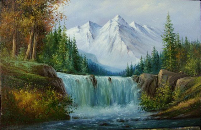 пейзаж с водопадом рисунок фото