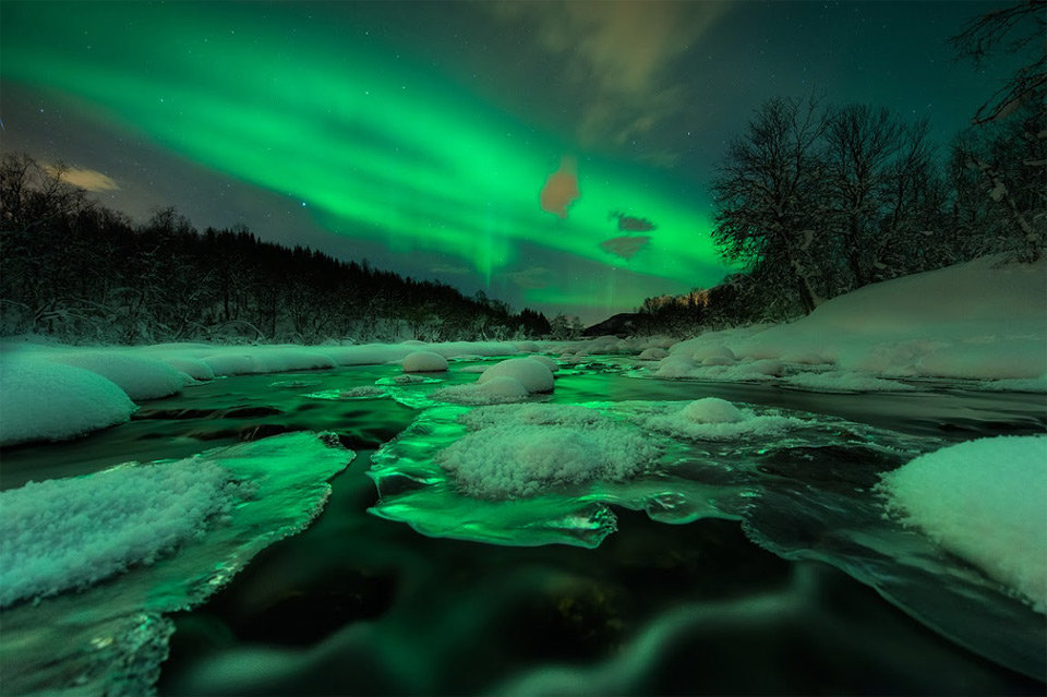 пейзаж северное сияние фото