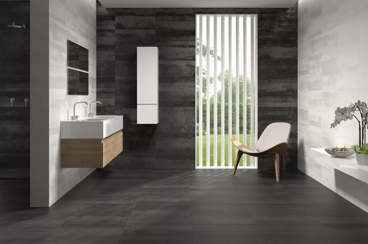 плитка azulev expression titanio slimrect в интерьере фото