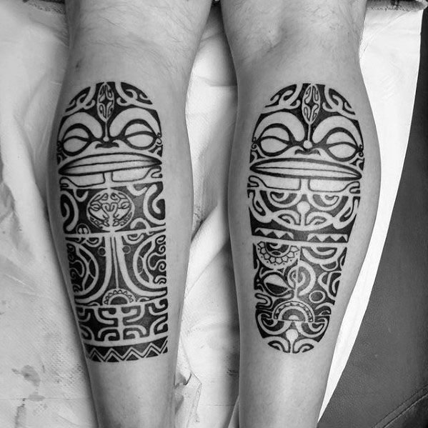 polynesian tattoo leg фото