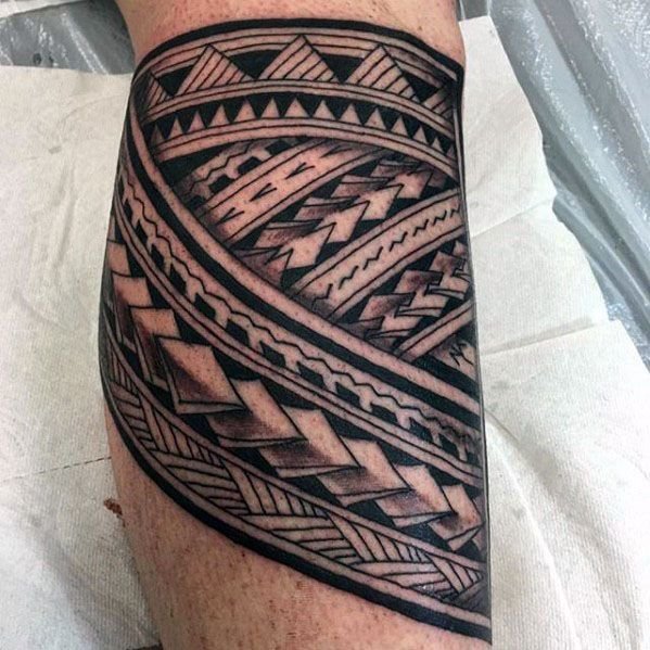 polynesian tattoo leg фото