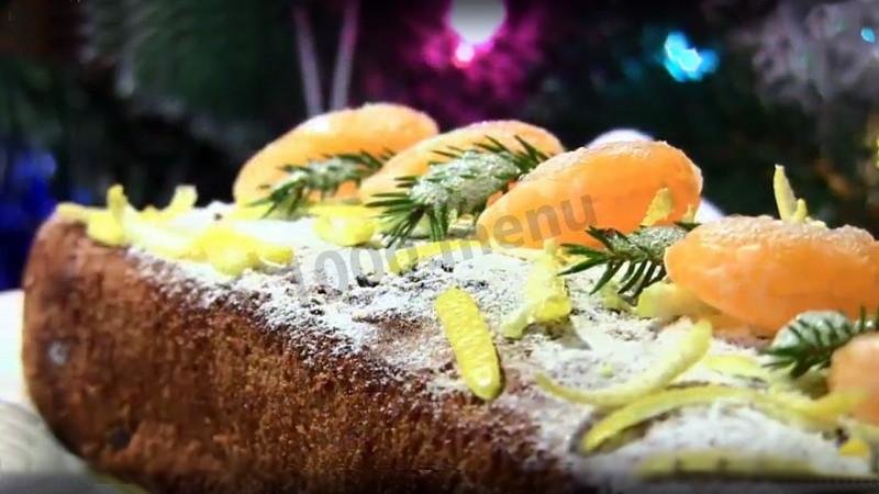 рождественский кекс с мандаринами и орехами фото