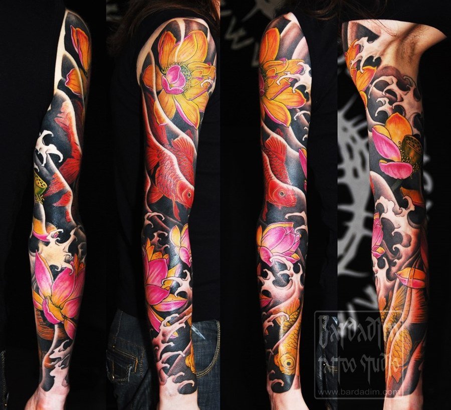 рукав в японском стиле цветы фото