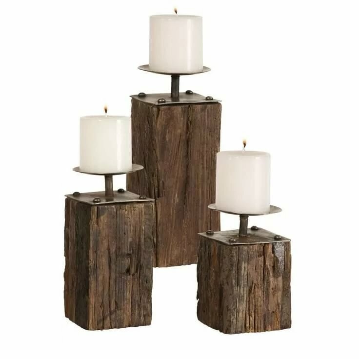 rustic candle holder фото