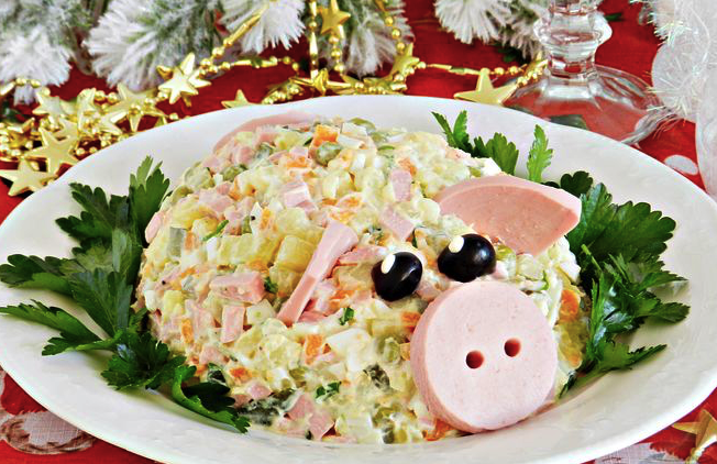 салат оливье свинка фото