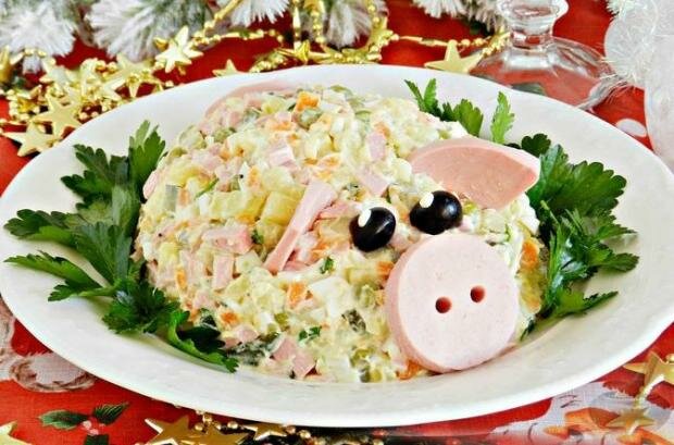 салат оливье свинка фото